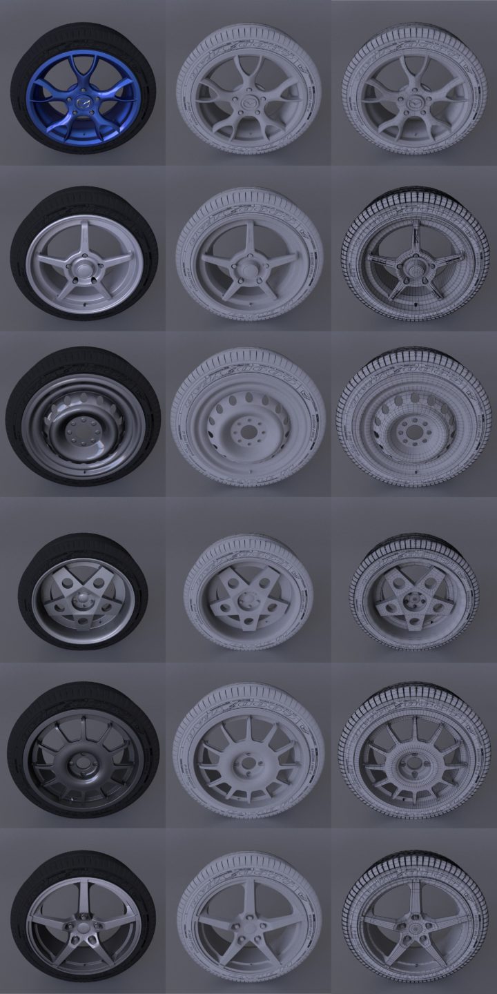 Set wheels 3D Model