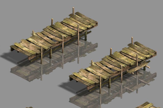 Medium city – wooden bridge 3D Model