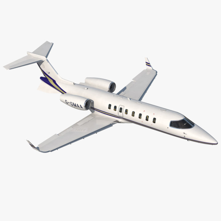 3D Business Jet Bombardier Learjet 45 Rigged model 3D Model