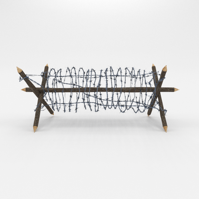 Lowpoly Barb Wire Obstacle 2 3D Model