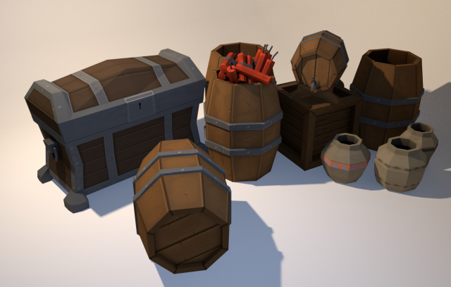 Low Poly Stylized Container Pack 3D Model