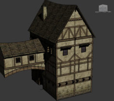 Medieval Two Story Plaster House 01 3D Model