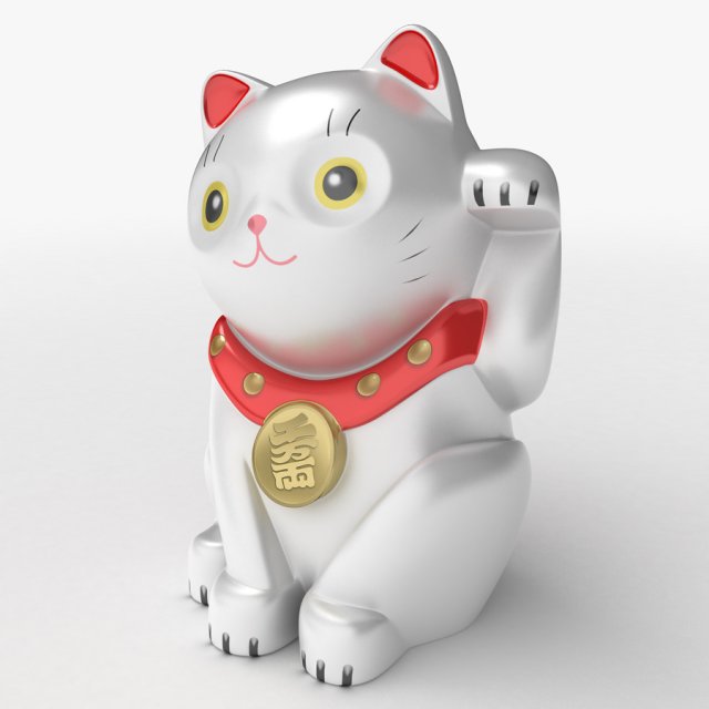 Maneki Neko white 3D model 3D Model