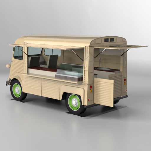 Citroen H Van Food Truck 3D Model