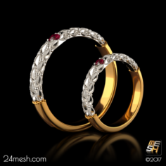 Wedding rings LAUREL 3D Model