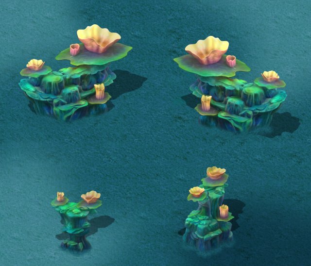Submarine cartoon world – coral lotus leaf 3D Model
