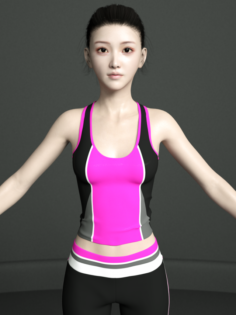 Asian Woman Wear Yoga Outfit 3D Model