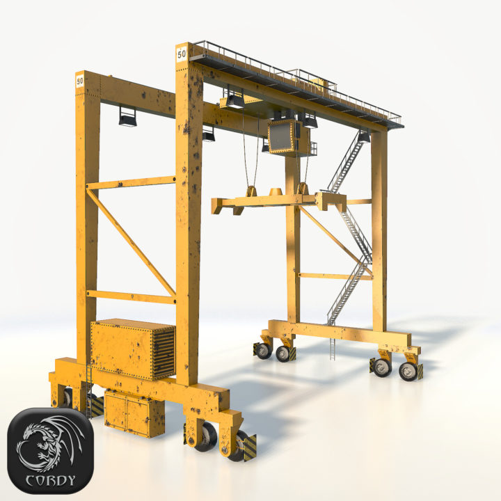 Gantry crane RTG low poly model 3D Model