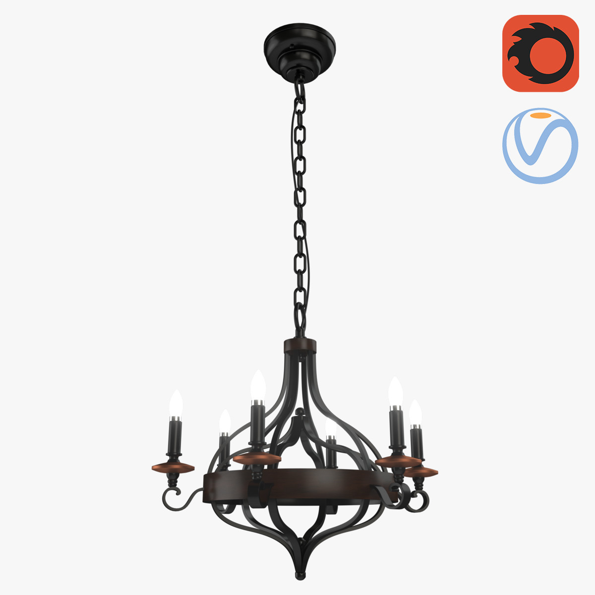 Medieval Loft Candles Chandelier 3D Model 3DHunt.co