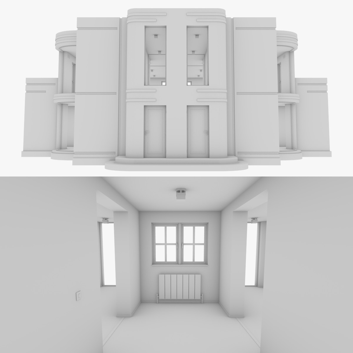 Streamline Moderne home six interior + exterior 3D Model