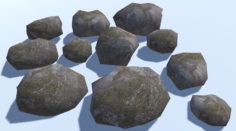 11 Ultra Low Poly Rocks 3D Model