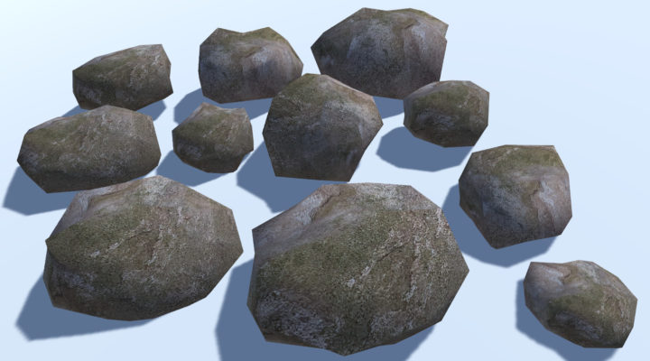 11 Ultra Low Poly Rocks 3D Model