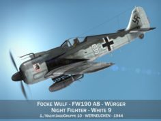 Focke Wulf – FW190 A8 – White 9 3D Model