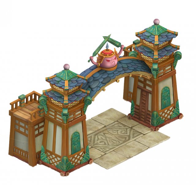 Cartoon version – city gate – wall 3D Model