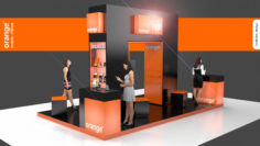 3D model Orange Mobile exhibition display stand for trade show 3D model 3D Model