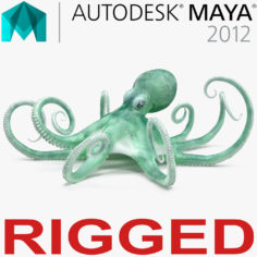 Blue Octopus Rigged for Maya 3D Model