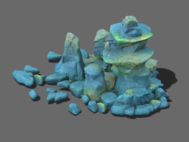 Cartoon sky city – ice and snow terrain rockery 3D Model