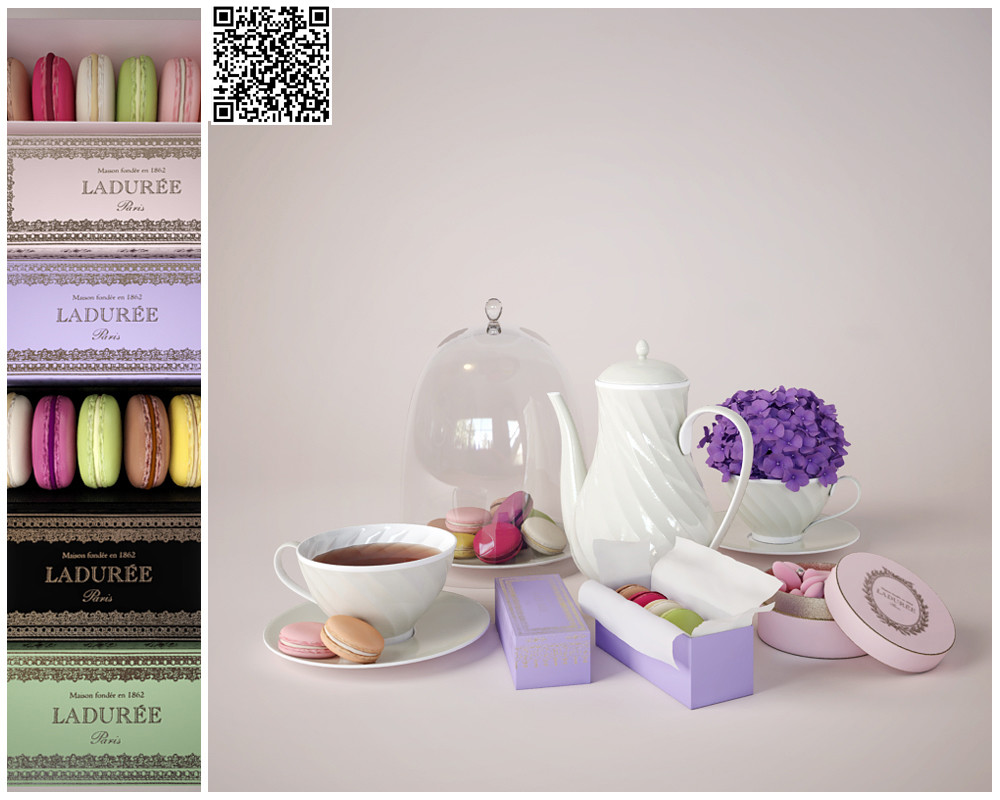 Kitchen Set with Macaron 3D Model