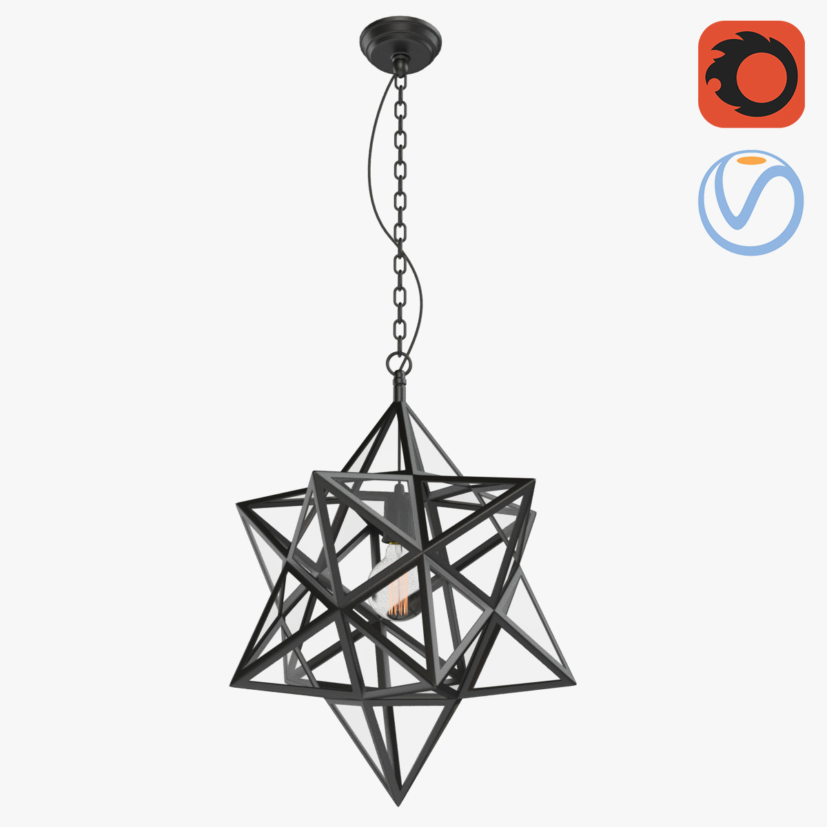 3D model Loft Metal Star Chandelier 3D Model