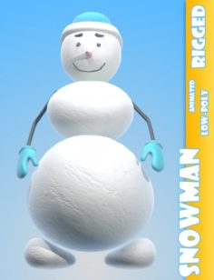 Snowman Cartoon Character Rigged 3D Model