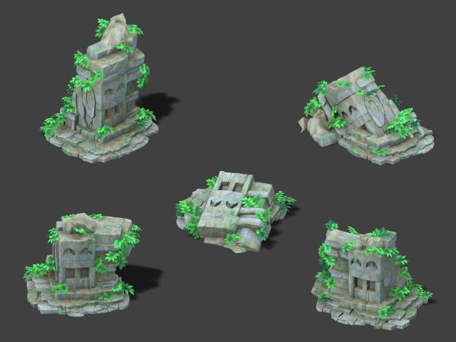 Cartoon Sky City – sitting Buddha stone 3D Model