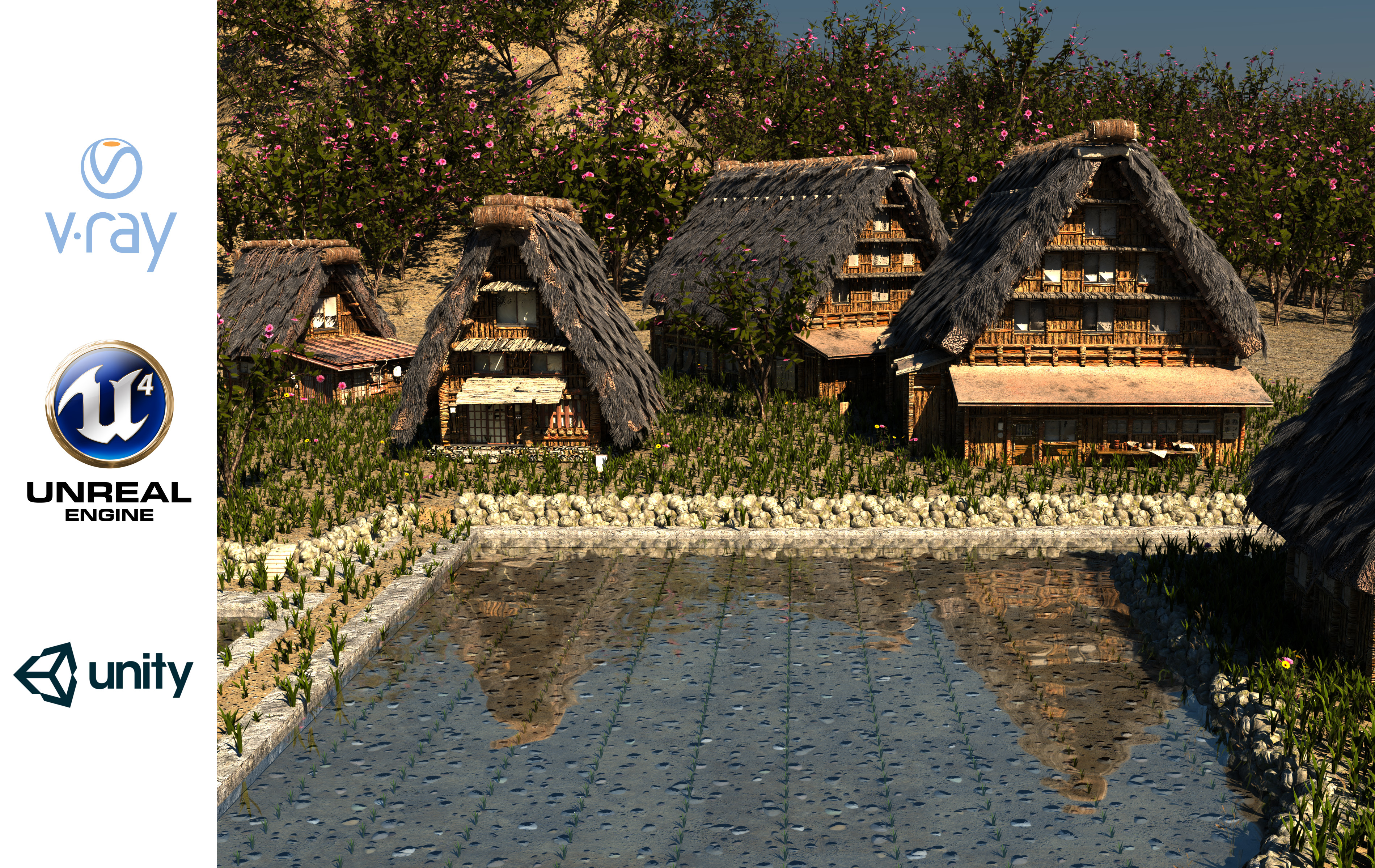 3D model Shirakawago Village Set 3D Model