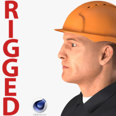 3D model Worker With Hardhat Rigged for Cinema 4D 3D Model
