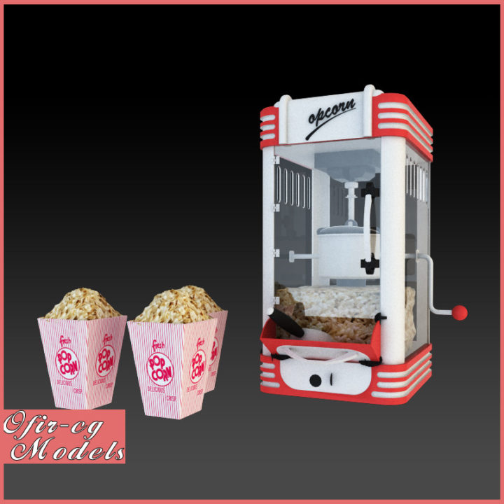 3D Popcorn Machine 3D Model