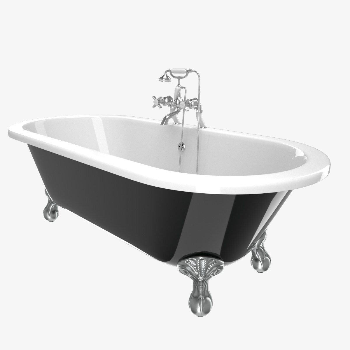 Buckingham Bathtub Black Glass Coated 3D Model