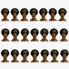 3D Cartoon Afro Man Head + Morphs and a Separate Rigged Head 3D Model