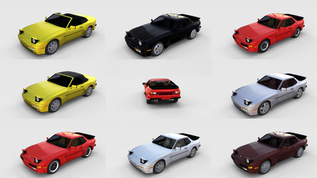 Porsche 944 with interior Pack 3D Model