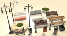 Bruno Echise – Street Furniture pack 3D Model
