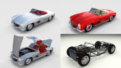 Mercedes 300SL with chassis Pack 3D Model