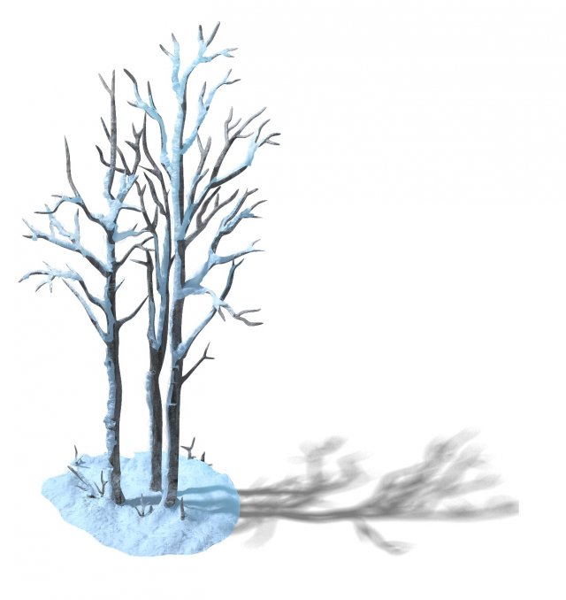 The game model of snow – white birch forest 01 3D Model