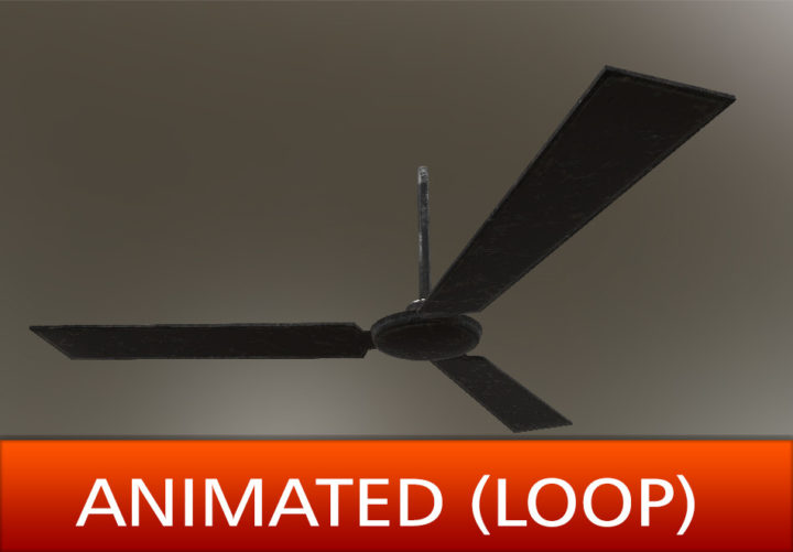 3D Old Ceiling Fan (Animated) 3D Model