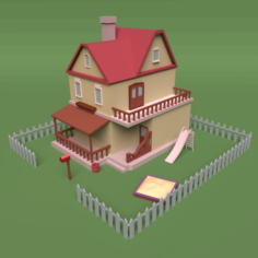 Simple Low-Poly House Free 3D Model