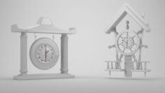 Gong and Unique Clocks 3D Model 3D Model