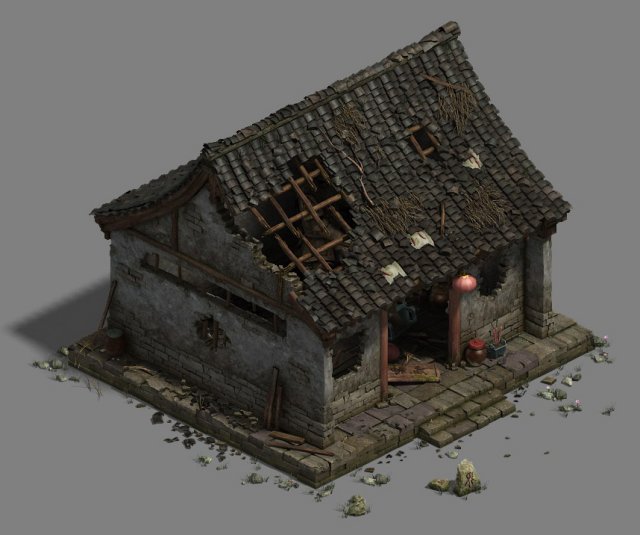 Damage – mountain temple 3D Model