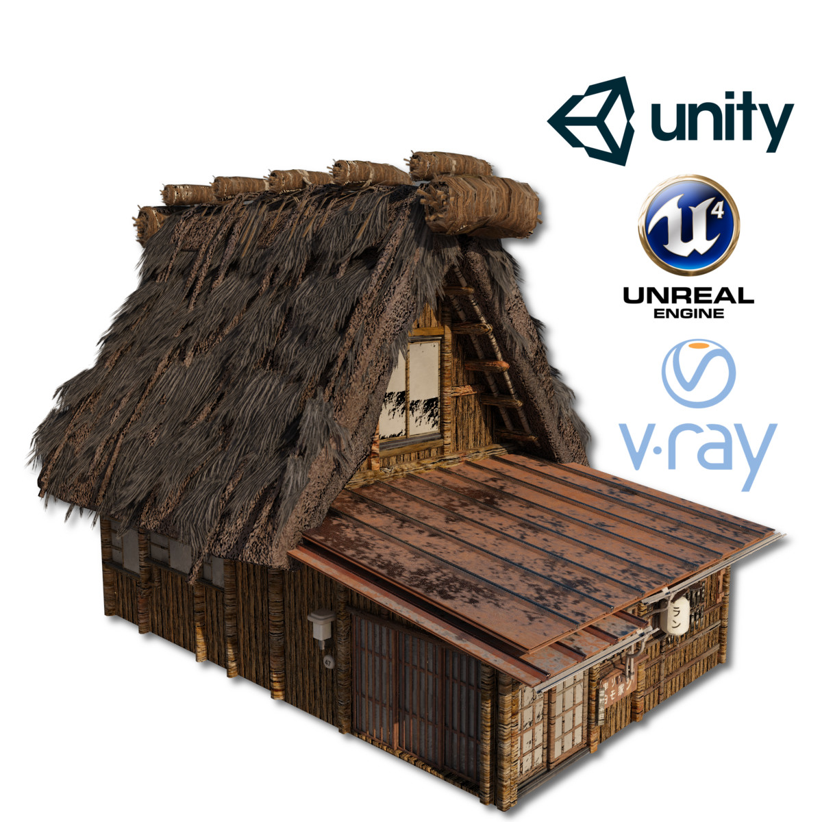 Shirakawago Village Set House 2 & 3 3D Model