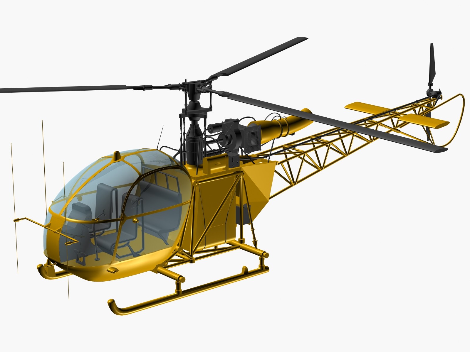 Alouette Utility Helicopter 3D Model