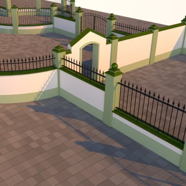 Modular fences, gates and walls 3D Model