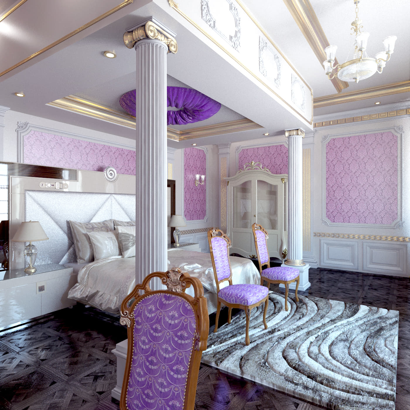 3D Classic Master Bedroom model 3D Model