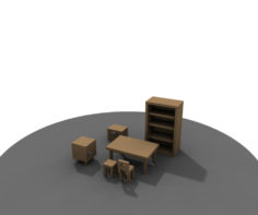 A simple set of furniture in the living room 3D Model