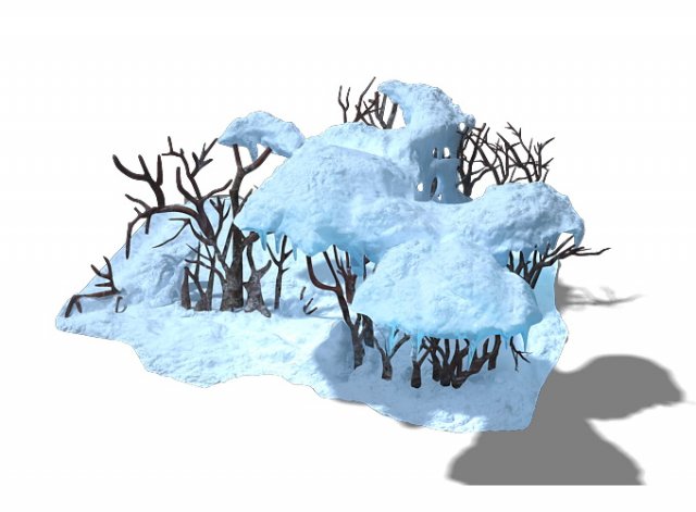 Game Model – Snow – low shrubs 01 3D Model