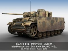 PzKpfw III – Panzer 3 – AusfM – 421 3D Model