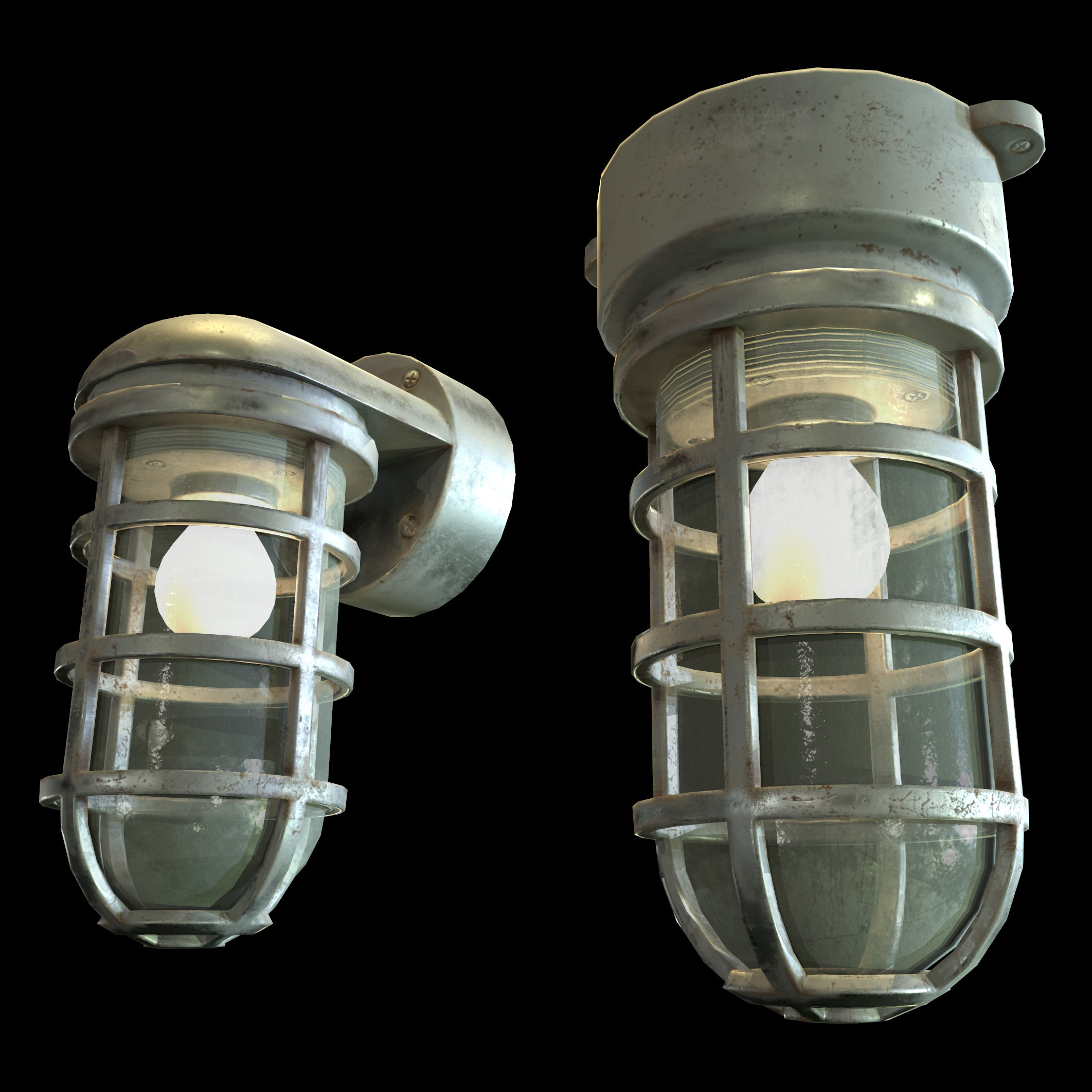 Industrial Cage Light Game Ready PBR Textures 3D model 3D Model