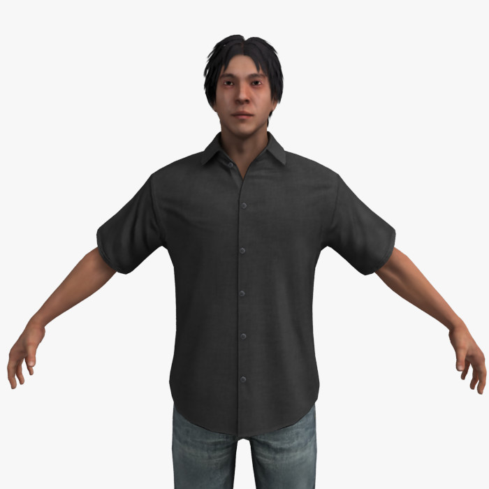 Casual Asian Man (Rigged) 3D 3D Model