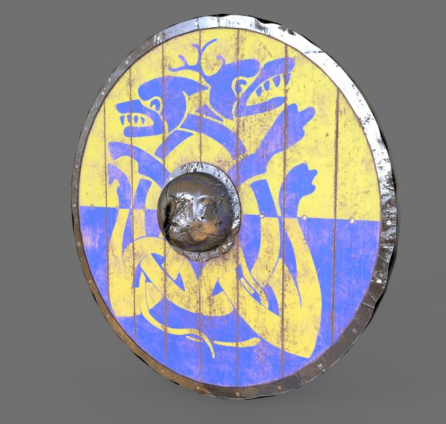 Viking Shield- Double dragon design 3D Model