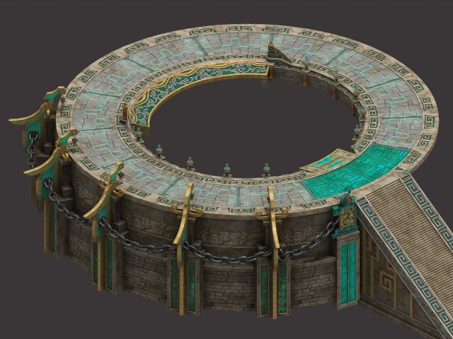 Staircase round platform – temple hall 3D Model