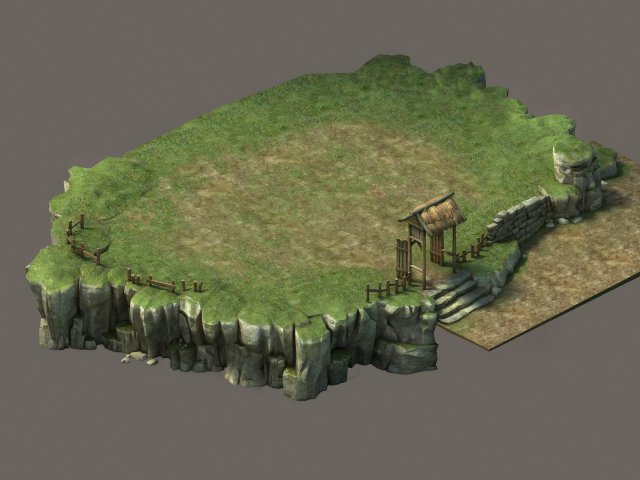 Game Model – Small Village Hill Road 02 3D Model